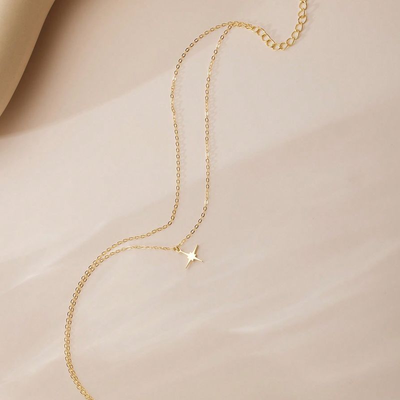 1 cavigliera con ciondolo a forma di stella a otto punte in zircone artificiale quadrato personalizzato in argento, adatta per l'uso quotidiano da donna_voghion.com