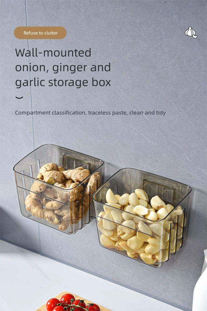 Zwiebel Küche Halter Korb Ingwer Knoblauch Lagerung Rack Wand-Montiert Lebensmittel Box Magie Werkzeug_voghion.com