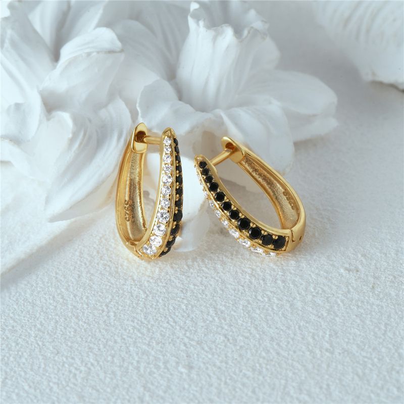 Women's Jewelry Simple S925 Sterling Silver Classic Light Luxury Personality Double Row Diamond Earrings Huggie Earring_voghion.com