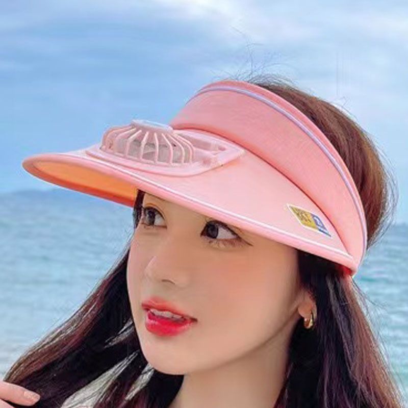 USB Rechargeable Fan Hat With UPF50+ Sun Protection - Unisex Outdoor Cooling Visor For Summer Lightweight Breathable Sun Hat With Built-in Fan_voghion.com
