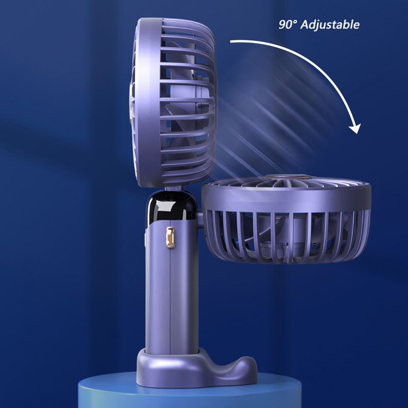 1 db 3000 mAh-s kézi ventilátor nyakpántos LED-es valós idejű kijelzővel, állítható 5 sebességgel, összecsukható, hűtéses, újratölthető, ultra csendes asztali ventilátor nyárra_voghion.com