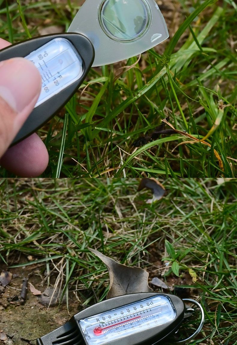 Compass Outdoor Portable Magnifier Thermometer Camping Emergency Whistle_voghion.com