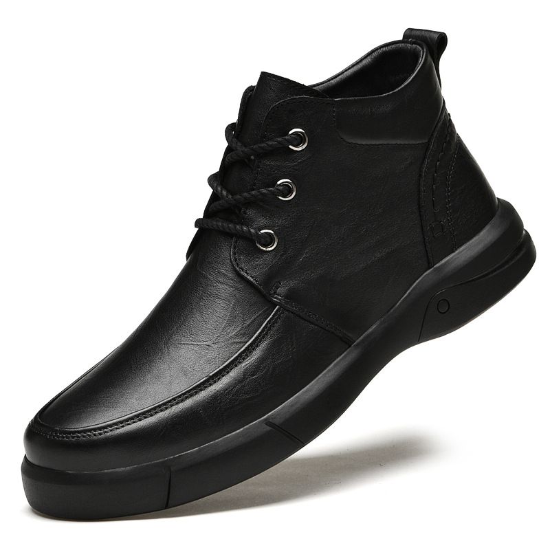 Warme, weich besohlte Martin-Stiefel, handgearbeitete Herrenschuhe für reife Herren, mittelhohe Samt-Schneestiefel, Werkzeugschuhe_voghion.com