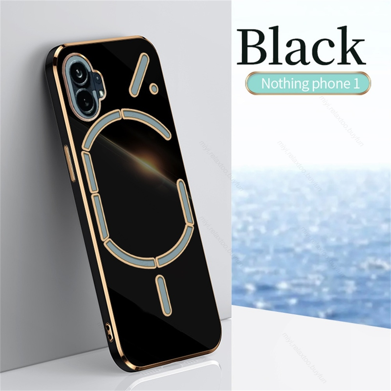 Luxe Vierkante Plating Gouden Frame Schokbestendige Case Voor Niets Telefoon 1 NothingPhone1 5G Camera Bescherm Cover Geen Ding Phon_voghion.com