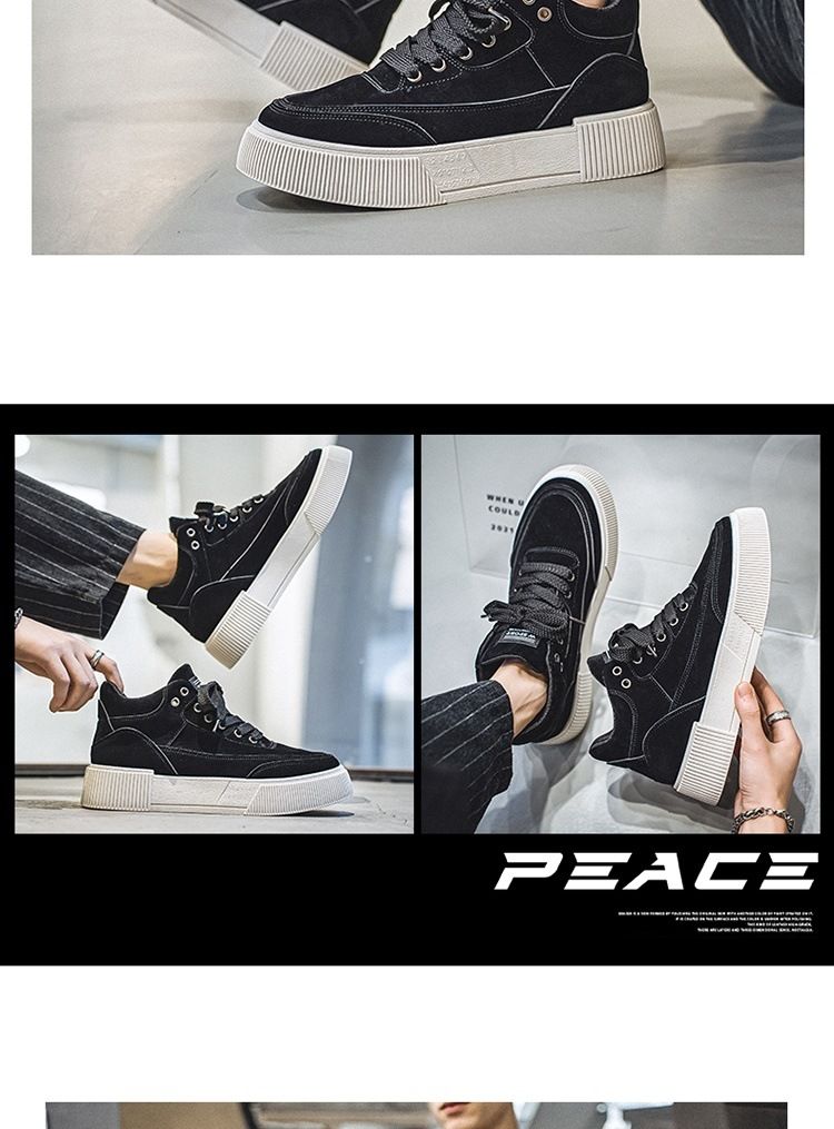 High board shoes for men, 2024 autumn new British style sports shoes, men's mid top Martin boots_voghion.com