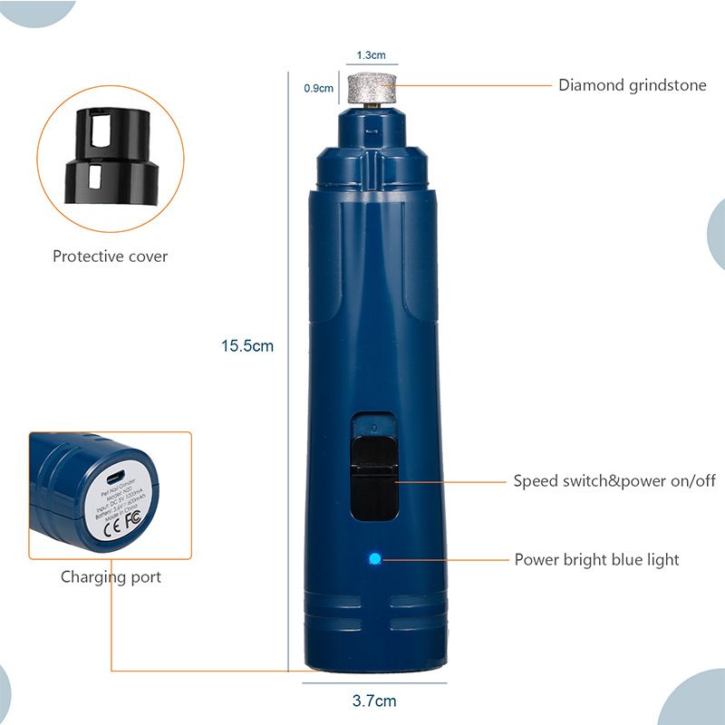 Pet Grinder Electric Trimmer LED Cat Automatic Clipper USB Rechargeable Nail Cutter Cleaning Supplies_voghion.com