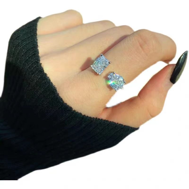 Accessories Water Drop Rectangular Ring Geometric Opening Adjustable Hand Jewelry_voghion.com