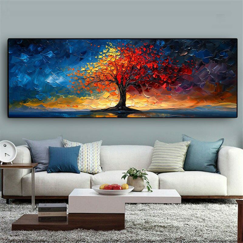 Abstract Landscape Oil Leaves Gold Tree Canvas Poster Only Core Entrance Living Room Hanging Painting_voghion.com