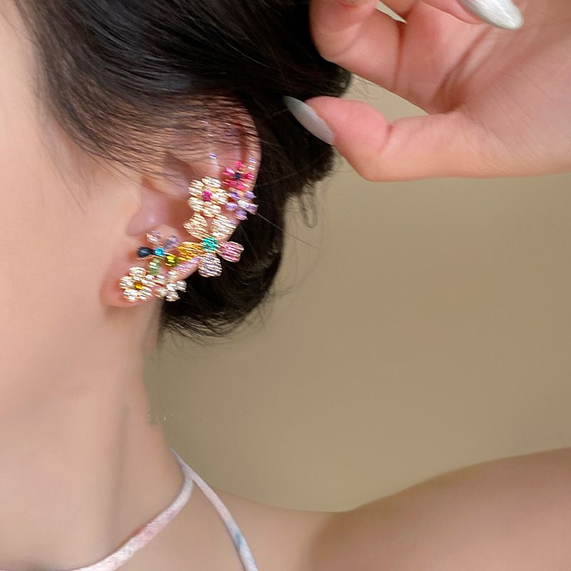 Dopamine Color-Block Flower Earrings For Women, Light Luxury High-End Niche Design Cuffs, Unique Beautiful Exaggerated_voghion.com