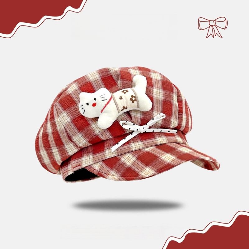 2025 Neue Herbst Kleine Karierte Damenmütze, Baskenmütze_voghion.com
