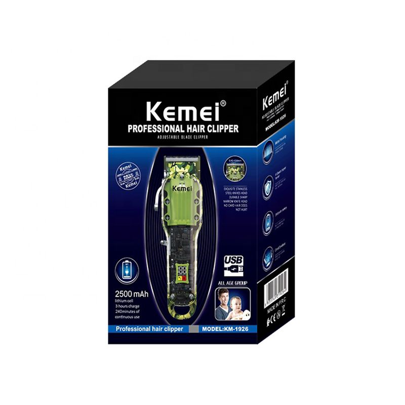 Kemei KM-1926 USB Charging Professional Electric Trimmer LCD Display Clipper Rechargeable Hair Cutting hine_voghion.com