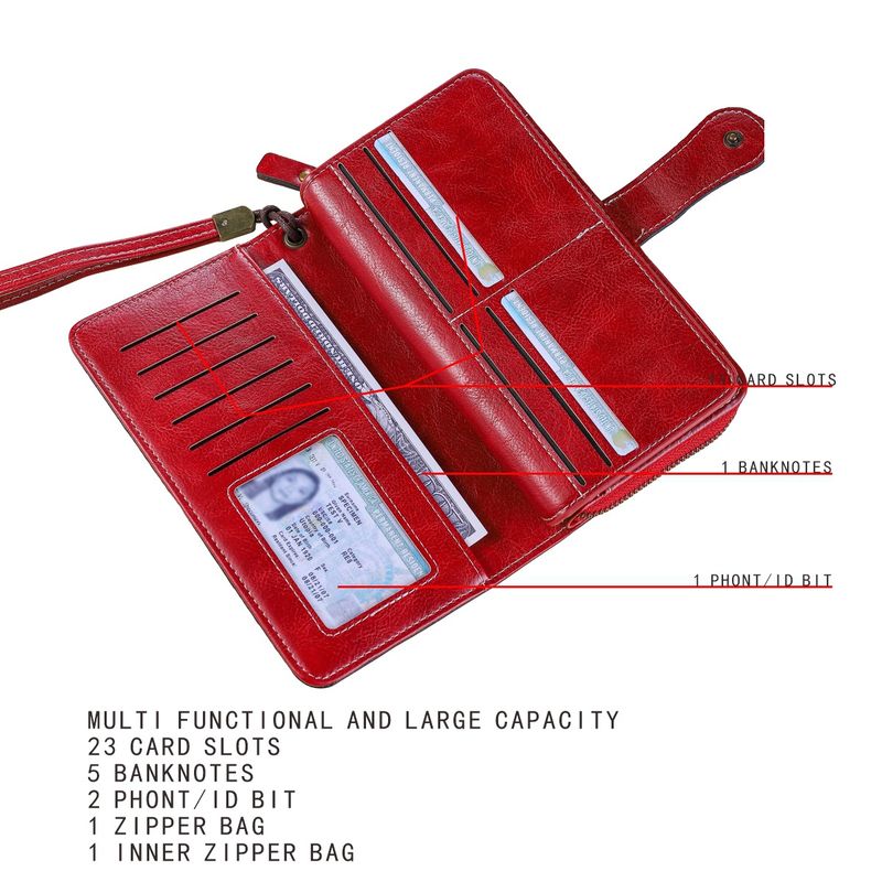 Multifunktionale Diebstahlschutzbürste mit RFID-Reißverschluss und großer Kapazität, lange Damenbrieftasche_voghion.com
