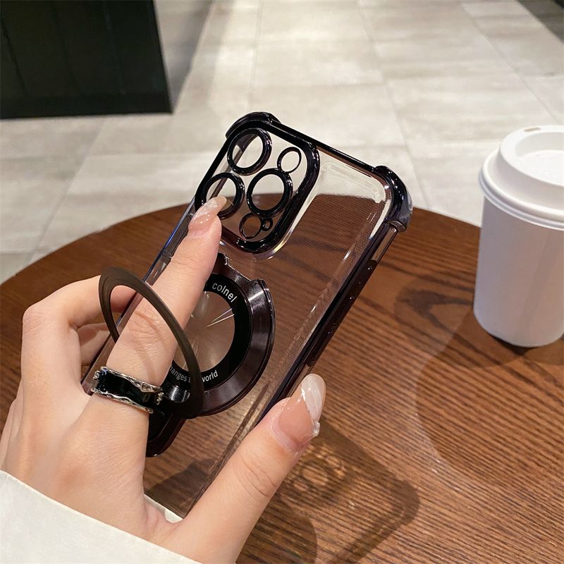 Plating Magnetic Stand Holder For Case For IPhone 15 14 13 12 11 Pro Plus Max X XS XR 7 8 SE3 Shockproof Soft TPU Cover_voghion.com