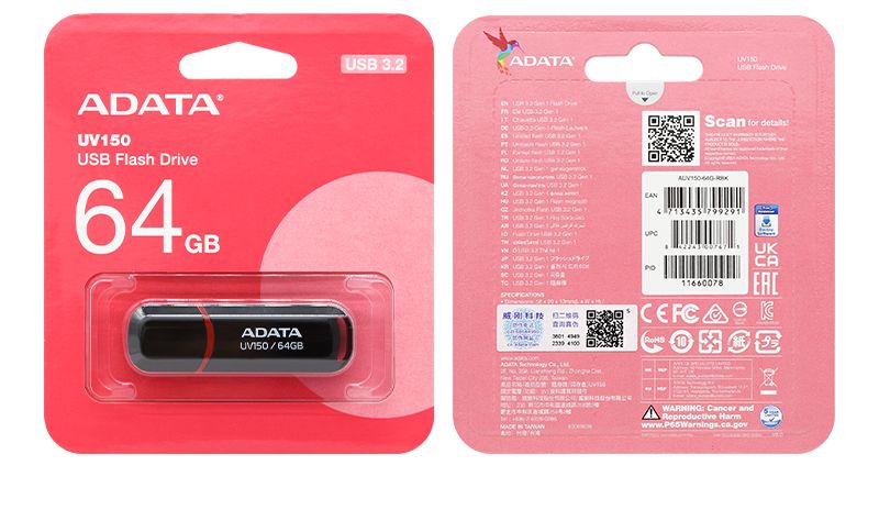 ADATUV150 USB 16GB 32GB 64GB 128GB 256GB USB3.2 Flash Pen Drive Applies To All USB-A Device Pendrive 100% Original_voghion.com