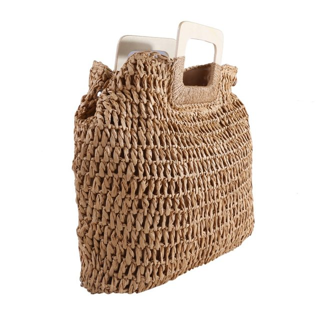Borsa a mano da donna Borsa semicircolare intrecciata in vimini di vimini di grande capacità Borsa da viaggio casual da donna di grande capacità Bolsos di moda_voghion.com