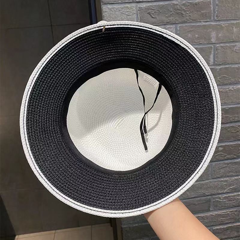Çim kadın yaz niş moda inci büyük kenarlı balıkçı fiyonk güneş gölgeleme plaj şapkası_voghion.com