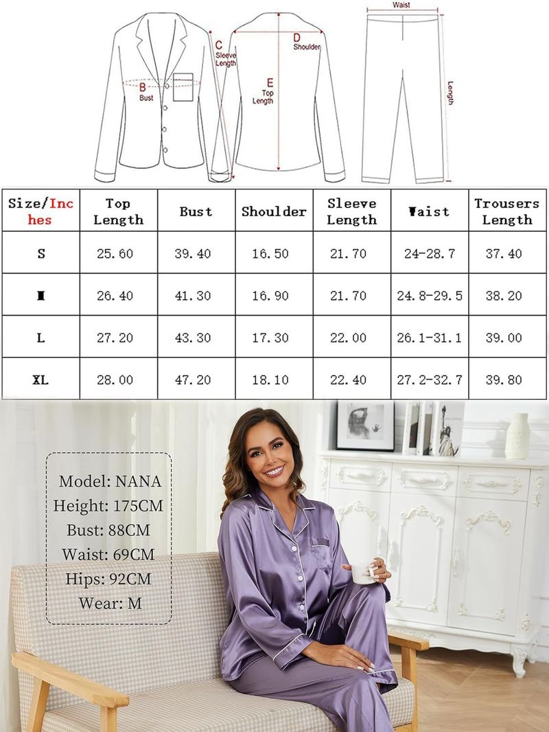 Grenzüberschreitende unabhängige Station Neue Ice Silk Pyjamas Damen Zweiteiler Langarm Seide Plus Size Damen Homewear_voghion.com