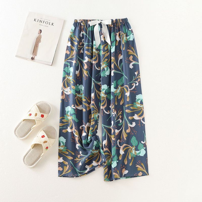 Women's Sleepwears Cotton silk pajama pants beach pants can be worn over a large size home dress nine point pants_voghion.com
