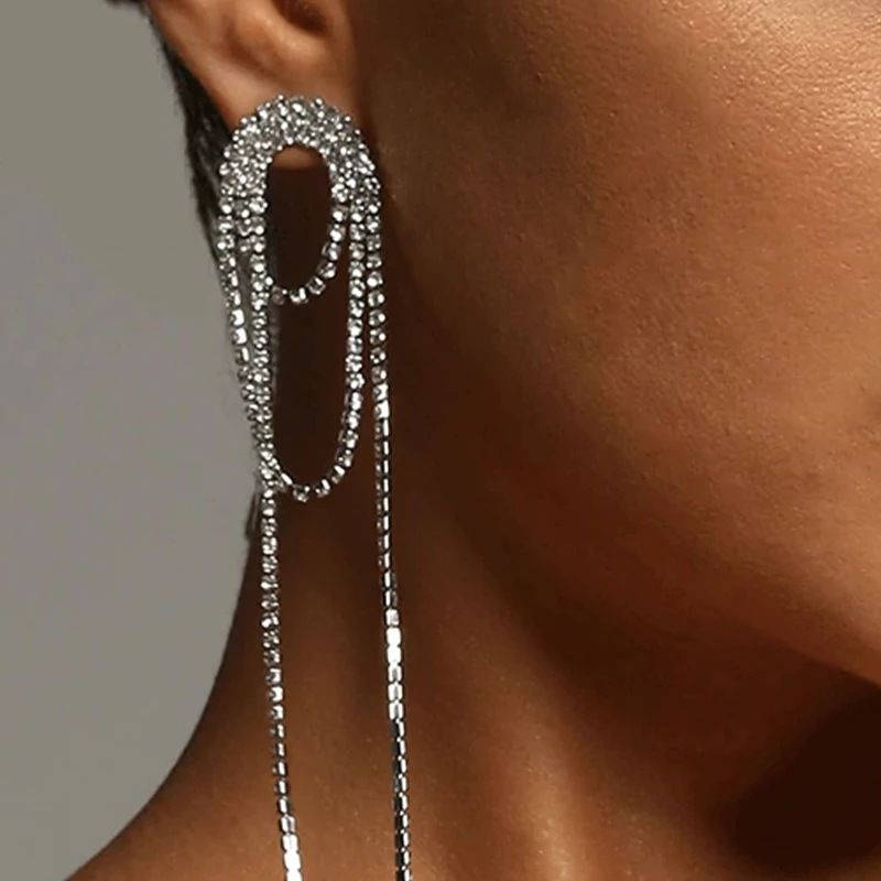 Fashion New Long Fringed Earrings, European And American Multi-layer Geometric Stud Earrings Temperament Earrings Women's Earrings_voghion.com