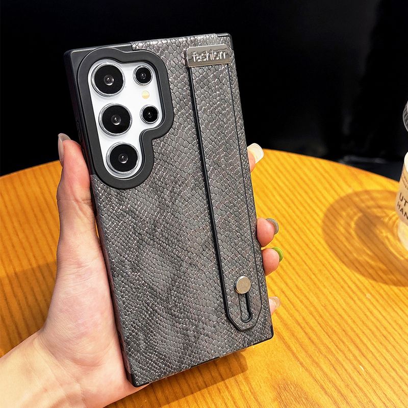 Custodia in pelle con trama in pelle di serpente per Samsung S25 Ultra S24 Plus, custodia in silicone morbido con ricarica wireless magnetica_voghion.com