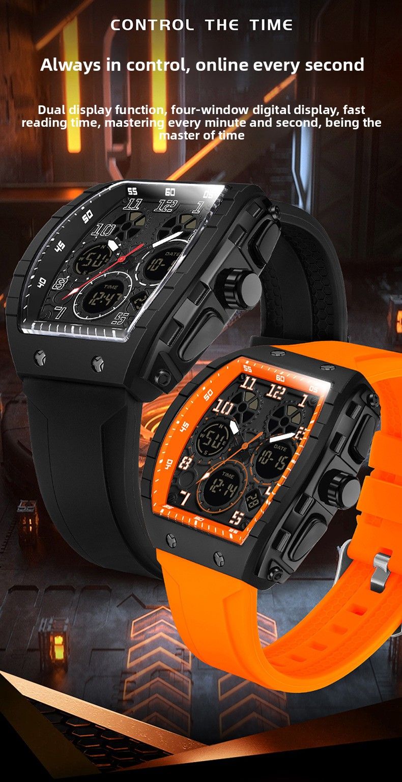 Montre homme Sanda Live électronique numérique multifonction tendance en silicone étanche avec réveil, best-seller_voghion.com