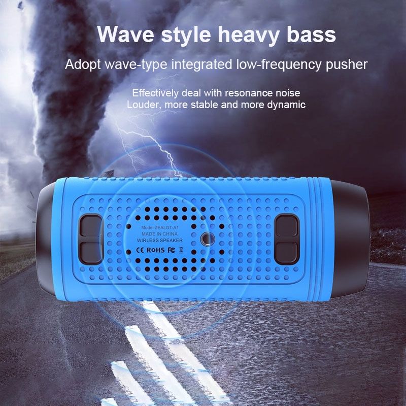 A1 Multifunctional Bass Wireless Bluetooth Speaker, Built-in Microphone, Support Bluetooth Call & AUX & TF Card & LED Lights (Blue)_voghion.com