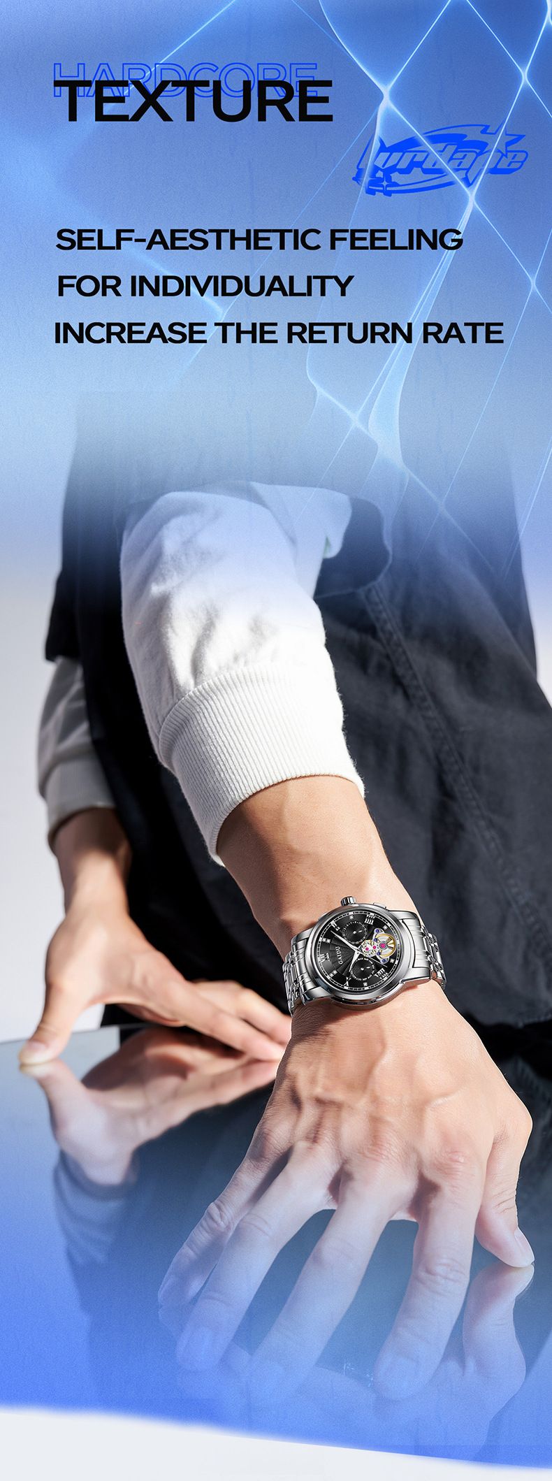 Relógio Masculino - Relógio de Quartzo Empresarial Moderno com Pulseira de Aço Inoxidável, à Prova D'água e Luminoso, Mostrador Redondo de 40mm_voghion.com