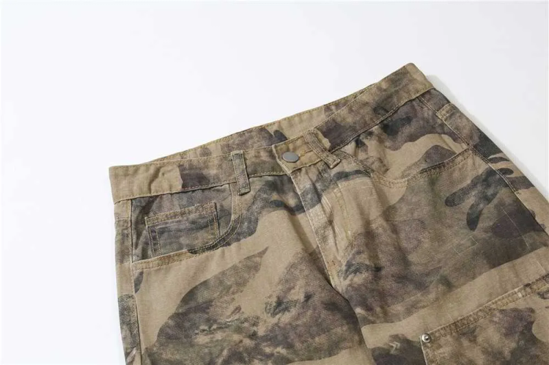 Herr 2021 utomhuskedjedekoration Kamouflage Raka män Cargo Jeans Byxor Casual Lösa militära taktiska byxor_voghion.com