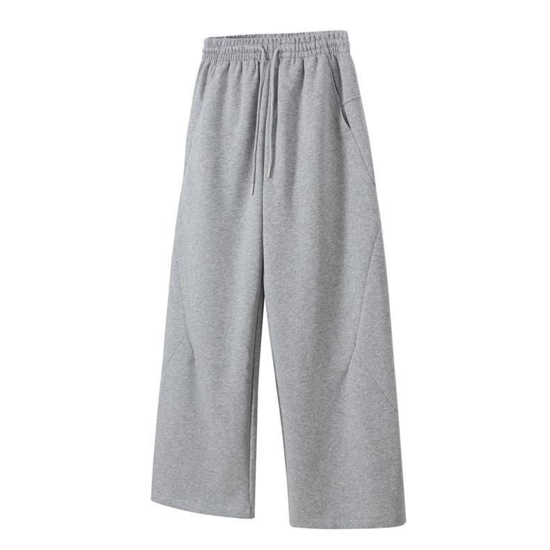 Heren streetwear baggy cargobroek met wijde pijpen en structurele pasvorm - casual joggingbroek met hoge taille in grijs en zwart_voghion.com