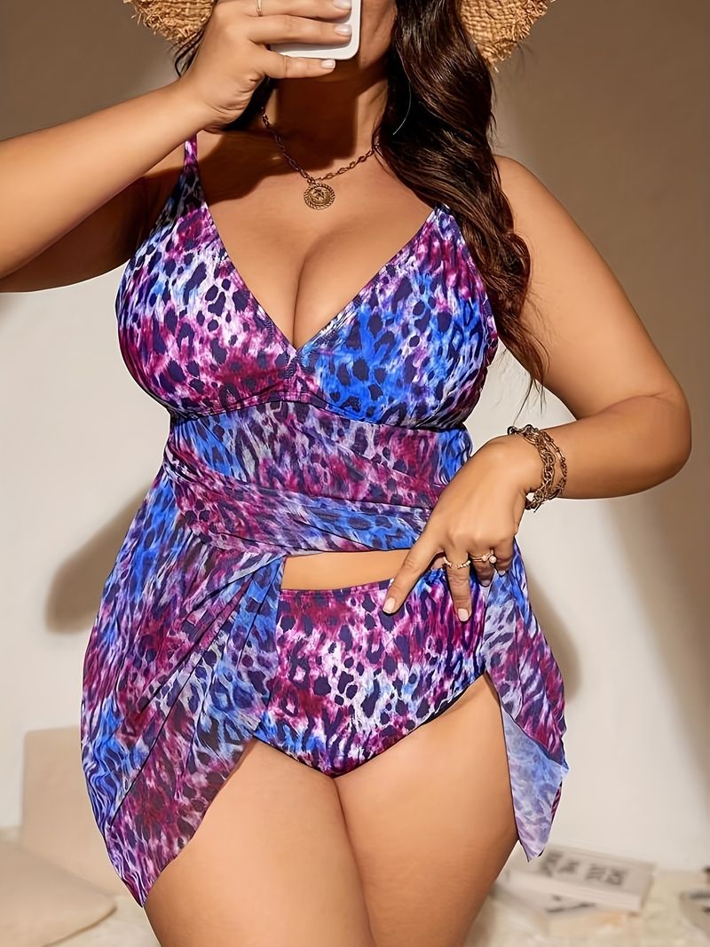 Ensemble bikini sexy à imprimé léopard et dos croisé pour femme - Maillot de bain grande taille avec rembourrage amovible et bretelles réglables_voghion.com