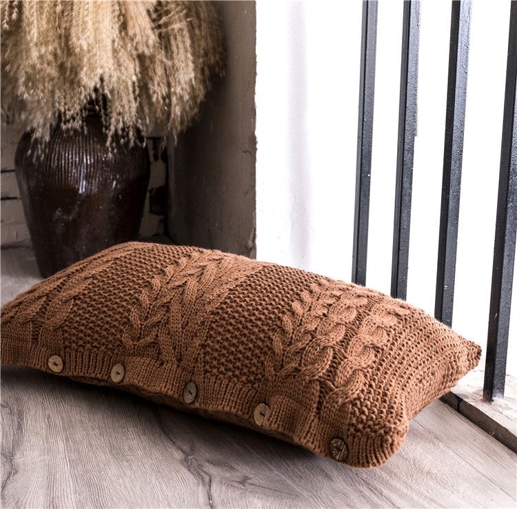 Nordisk stil enkel ensfarget geometrisk ull lang midje pute hjem stoff tiger krakk sofa pute nattbordspute_voghion.com