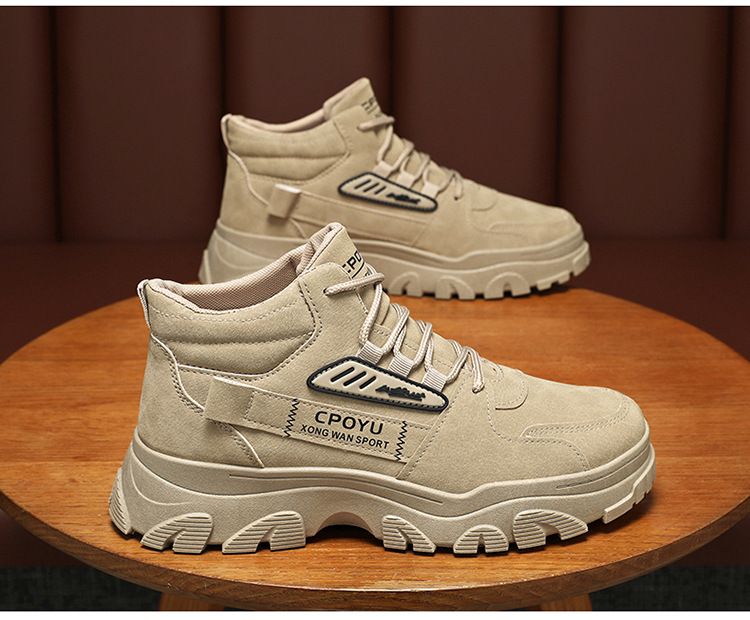 Spring High Top Workwear Men's Trendy And Versatile Thick Sole Anti Slip Construction Site Work Safety Shoes, Martin_voghion.com