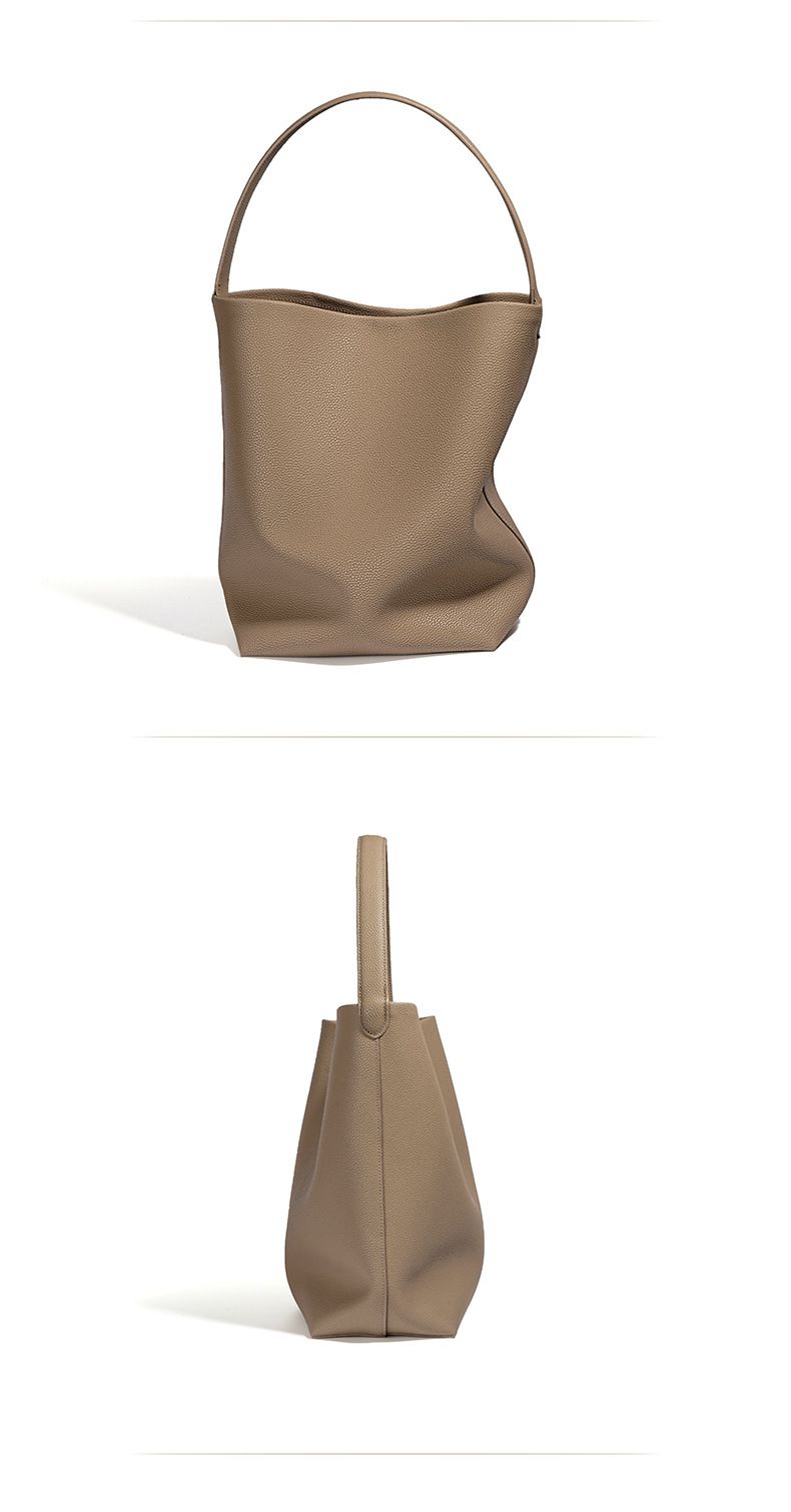 Borsa a secchiello in pelle di mucca da donna, grande capacità, stile pigro, a tracolla, sotto le ascelle, grande borsa 2024, nuova borsa casual tote_voghion.com