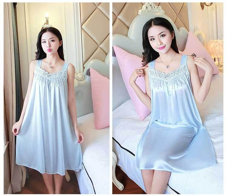 Pigiami da donna estivi con bretelle larghe taglie forti sexy in pizzo per la casa_voghion.com