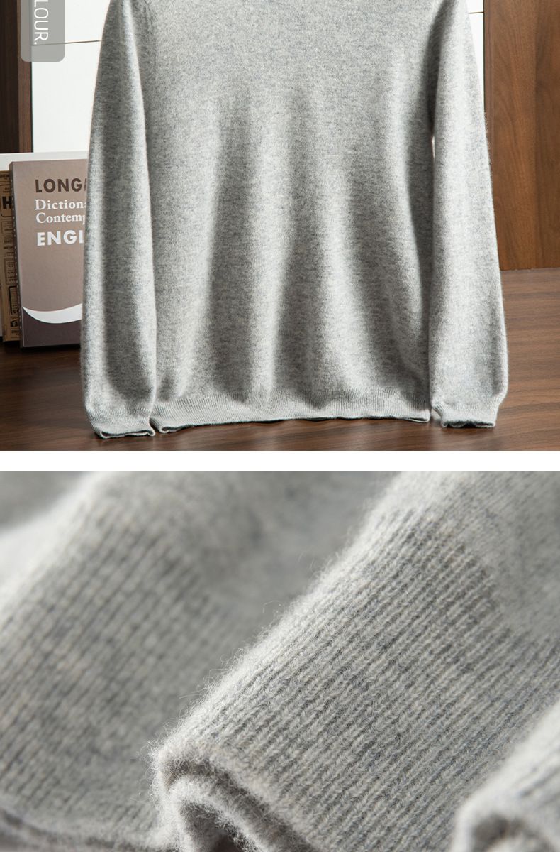 Herren Basic Kaschmirpullover 25 Herbst Winter Rundhals Loose Fit Langarm Pullover Lässiges Wollstrick-Basishemd_voghion.com