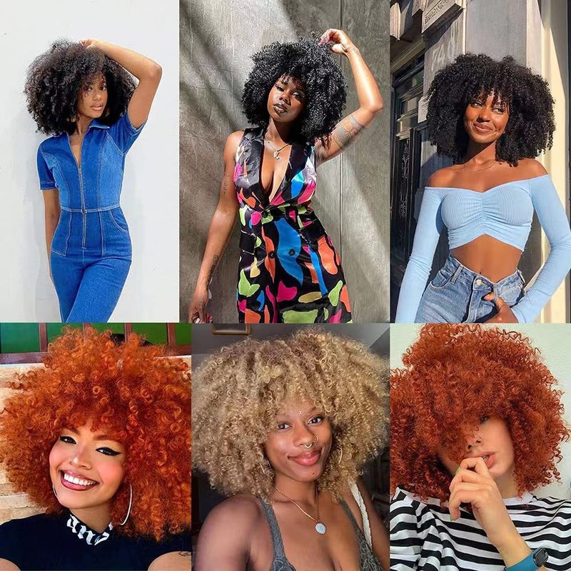 Extensions de cheveux, perruques, plus de 30 types de cheveux légèrement bouclés, petits, bouclés, duveteux, courts, bouclés, crépus, fil haute température_voghion.com