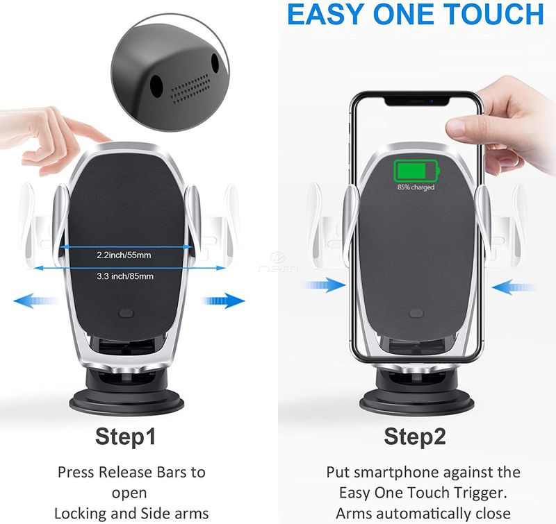 Universal Wireless Car Phone Charger Mount Holder Automatic Clamping_voghion.com