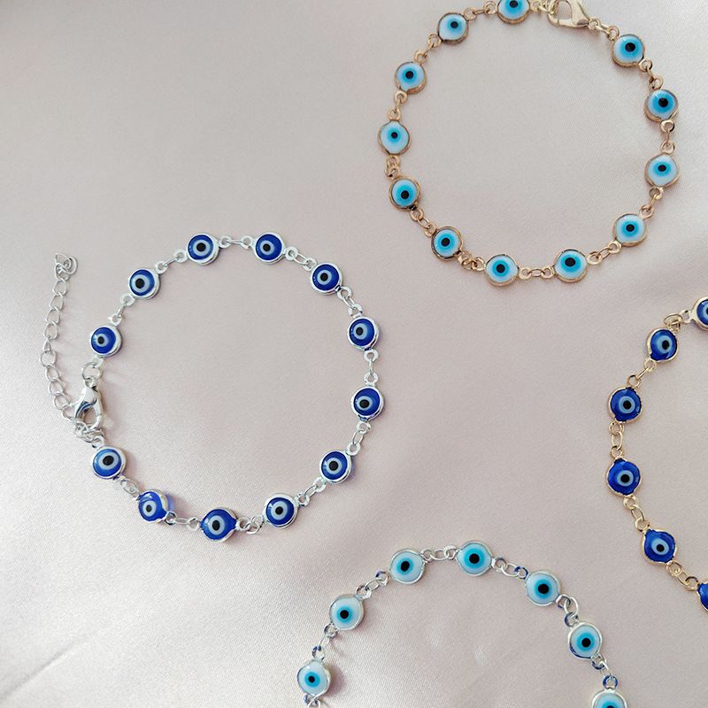 Braccialetto del diavolo alla moda per donna, in lega, con goccia d'olio, con occhio blu turco, catena da polso_voghion.com