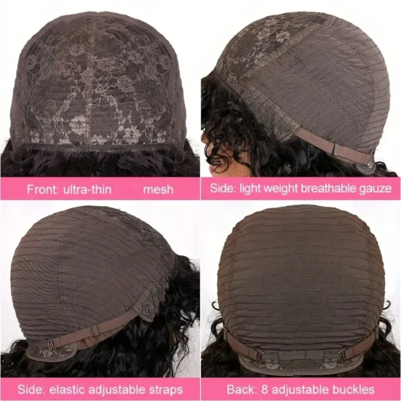 Water Wave Wig With Bangs Human Hair 100% Curly 180 Density Brazilian Machine Made Wigs_voghion.com