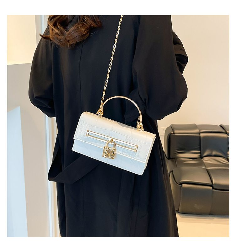 Women's Stylish And Versatile Small Square Shoulder Bag - Crossbody & Handheld For Daily Use, PU Leather With Alligator Texture, Magnetic Closure_voghion.com