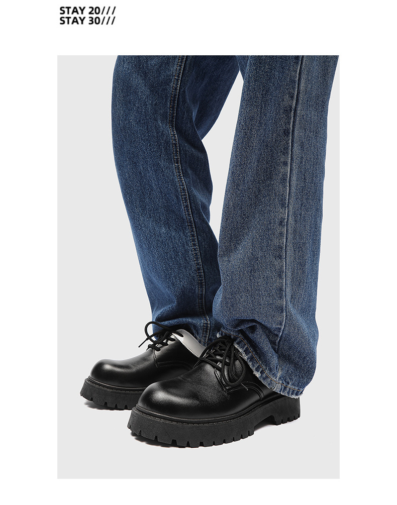 Men's Casual Derby Shoes With Thick Sole & Height Increase - Round Toe Low Top PU Leather Lace-Up Shoes For Daily Wear_voghion.com