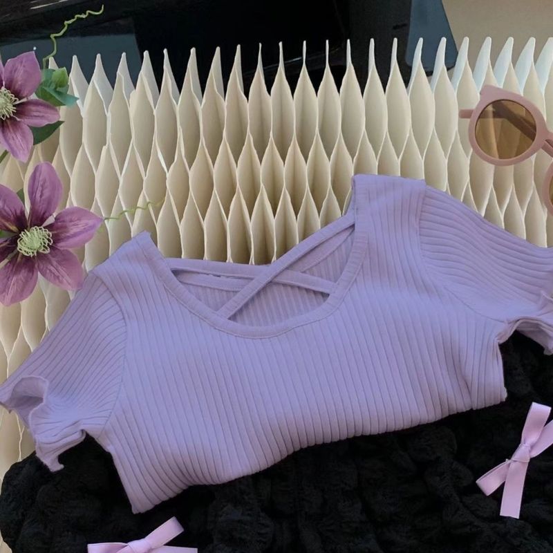 Tuta estiva per bambine, stile coreano, alla moda, a maniche corte, con pantaloni a forma di bocciolo di fiore, in due pezzi, estiva e carina._voghion.com