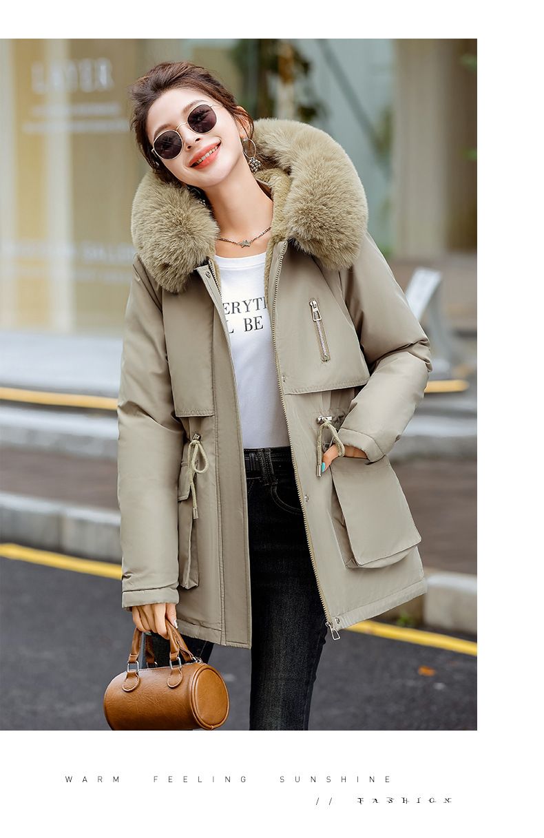 Parka invernale da donna con cappuccio staccabile in pelliccia sintetica, cappotto lungo e ampio, piumino in poliestere spesso per il freddo_voghion.com