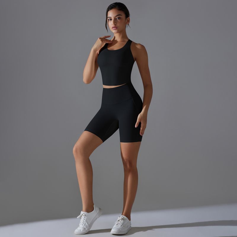New backless no underwear, shorts, yoga suit set, sports running and fitness two-piece set_voghion.com