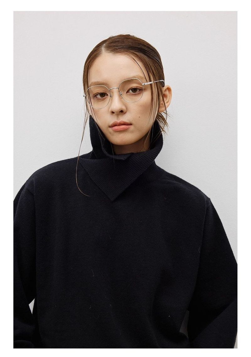 Maglione dolcevita in maglia unisex a maniche lunghe con collo alto irregolare in lana calda 25AW_voghion.com