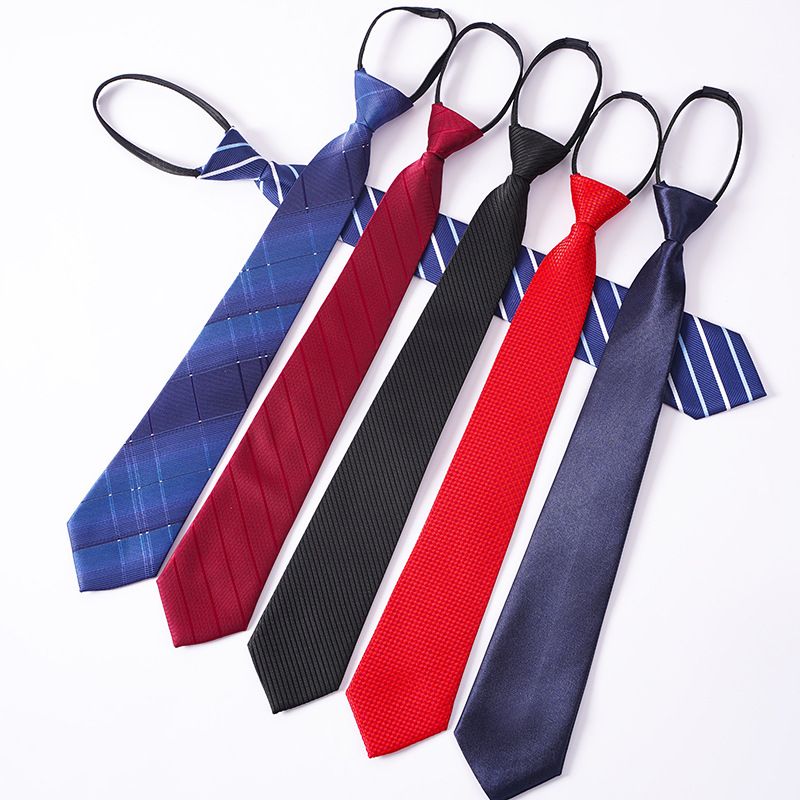 Cravatta da uomo con cerniera, elegante e formale, per donna, sposo, matrimonio, blu a righe, sottile, nera, senza nodo, facile da tirare_voghion.com