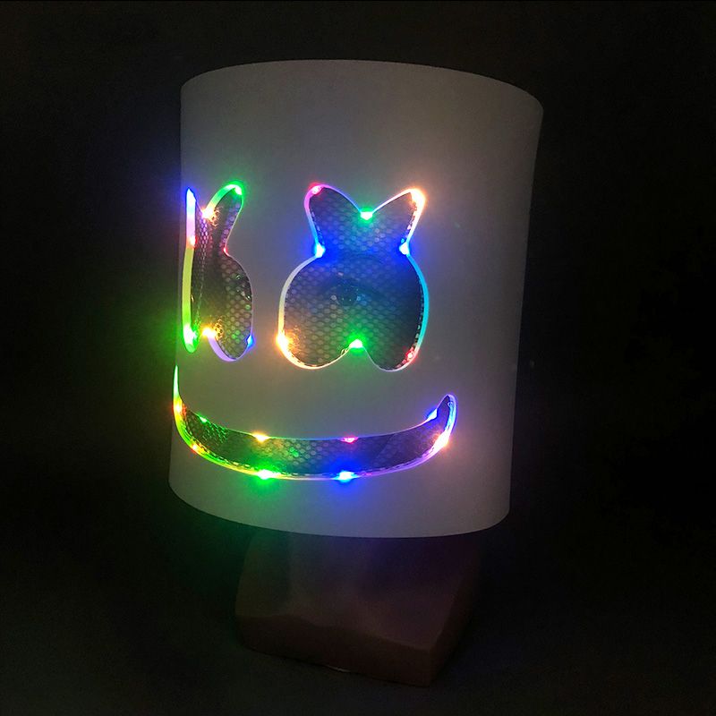 LED Marshmallow Cos Mask For Dance DJ Party Decoration Show Props Masquerade Birthday Party Mask With Gloves Cool Dexoration_voghion.com