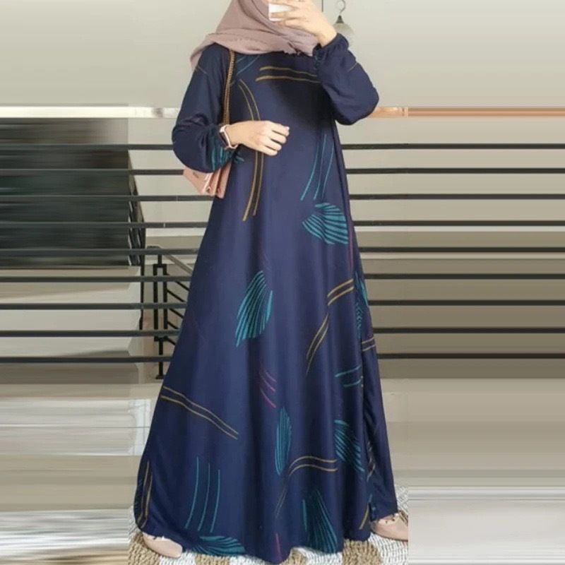 Abito da donna musulmano malese, manica lunga, scollo rotondo, gonna lunga_voghion.com