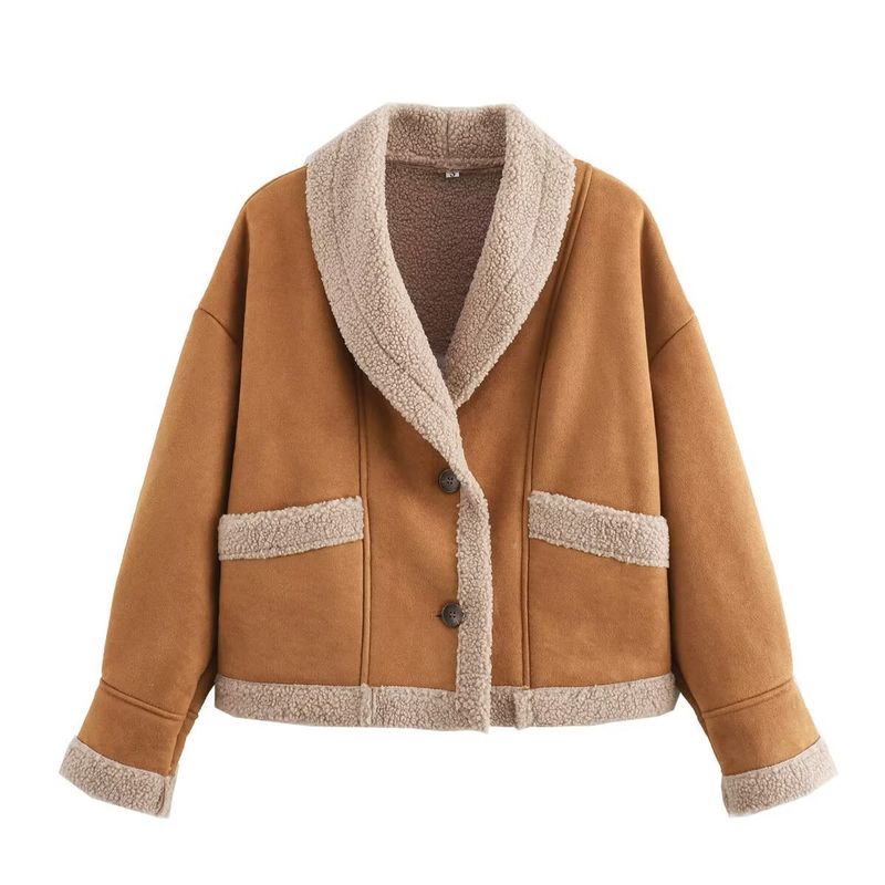 Women's Oversized Faux Fur Collar Wool Blend Coat - Streetwear Fashion Winter Jacket In Khaki, Coffee, Cream & Black (S/M/L/Xl)_voghion.com