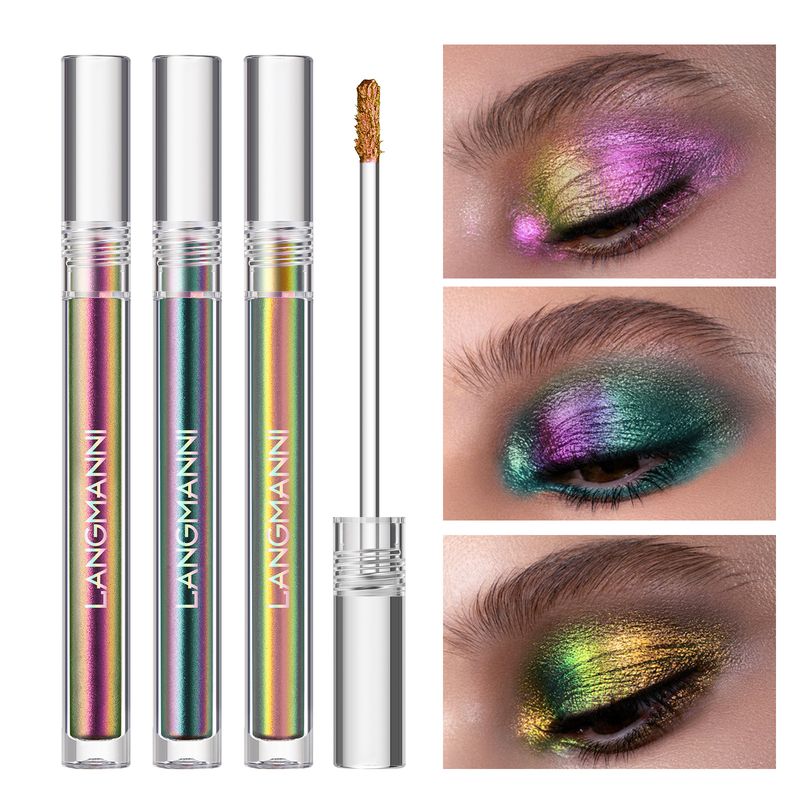 Paleta de sombras de ojos líquidas Chameleon Aurora Metallic Diamond Shiny Eyeshadow Palette pigmentada de larga duración Maquillaje cosmético_voghion.com